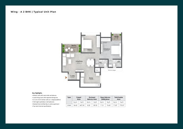 AR Mirador Wakad 2 BHK Floor Plan